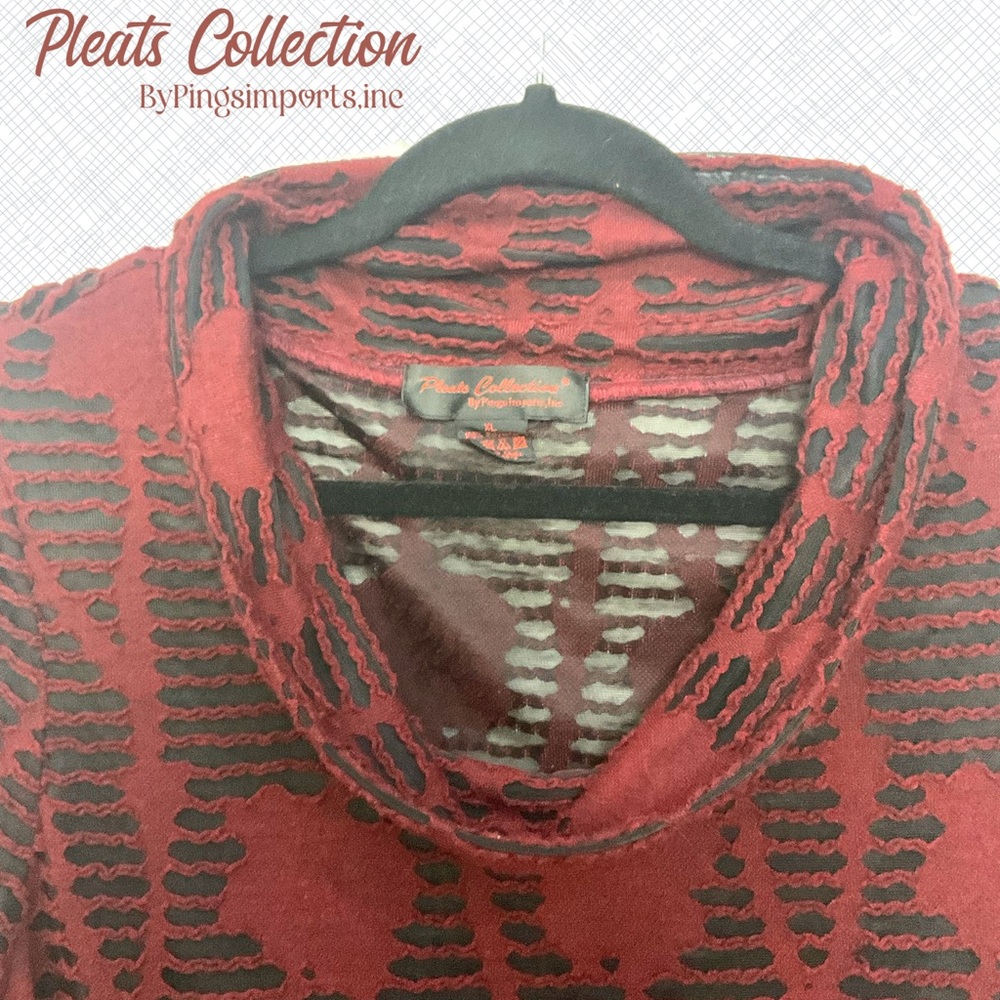 💙 Pleats Collection by PingImports, inc Cowl Neck Cutout Tunic EUC 22" p2p - Picture 2 of 4